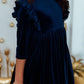 Navy Velvet Ruffle Twirl Dress