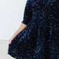 Navy Blue Velvet Sequin Dress