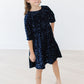 Navy Blue Velvet Sequin Dress