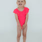Neon Pink S/S Flutter Sleeve Leotard
