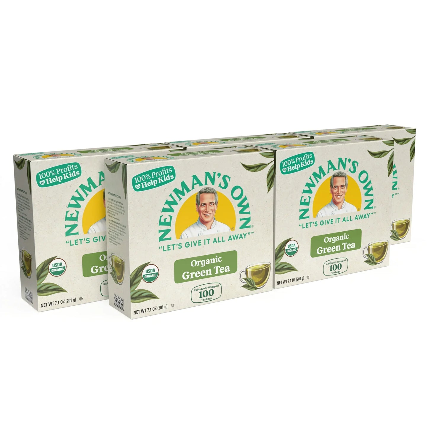 Newman's Own Organics 100% Pure Green Tea Bags (Pack of 5)