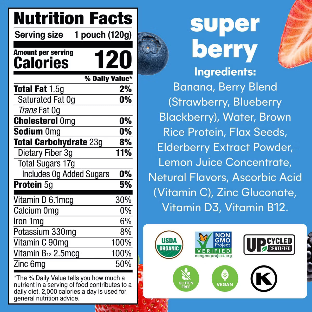 Noka Superfood Smoothie, Organic Super Berry Blend (Pack of 24)