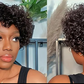 No Lace Pixie Cut Curly Human Hair Wigs with Bangs for Women | Easy Wear, Breathable, Natural Short Curly Hair