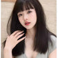 Elegant Mid-Length Straight Hair Wig for Women | Realistic Natural Full-Head Wig with Cartoon Straight Bangs (Age-Reducing, Daily Wear, Full Top)