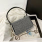 New Arrival Trendy Rhinestone Small Square Bag | Full Diamond Underarm Bag & Diamond-Embedded Women's Shoulder Crossbody Small Handbag