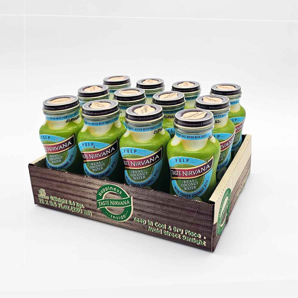 Taste Nirvana Coconut Water with Pulp (Pack of 12) - 9.5 Fl Oz - Natural Hydration