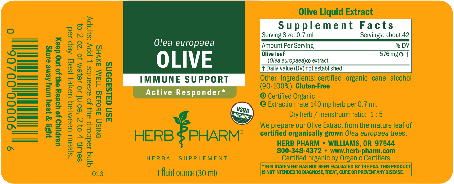Herb Pharm Olive Leaf Extract - Powerful Antioxidant Support - 1 Fl Oz