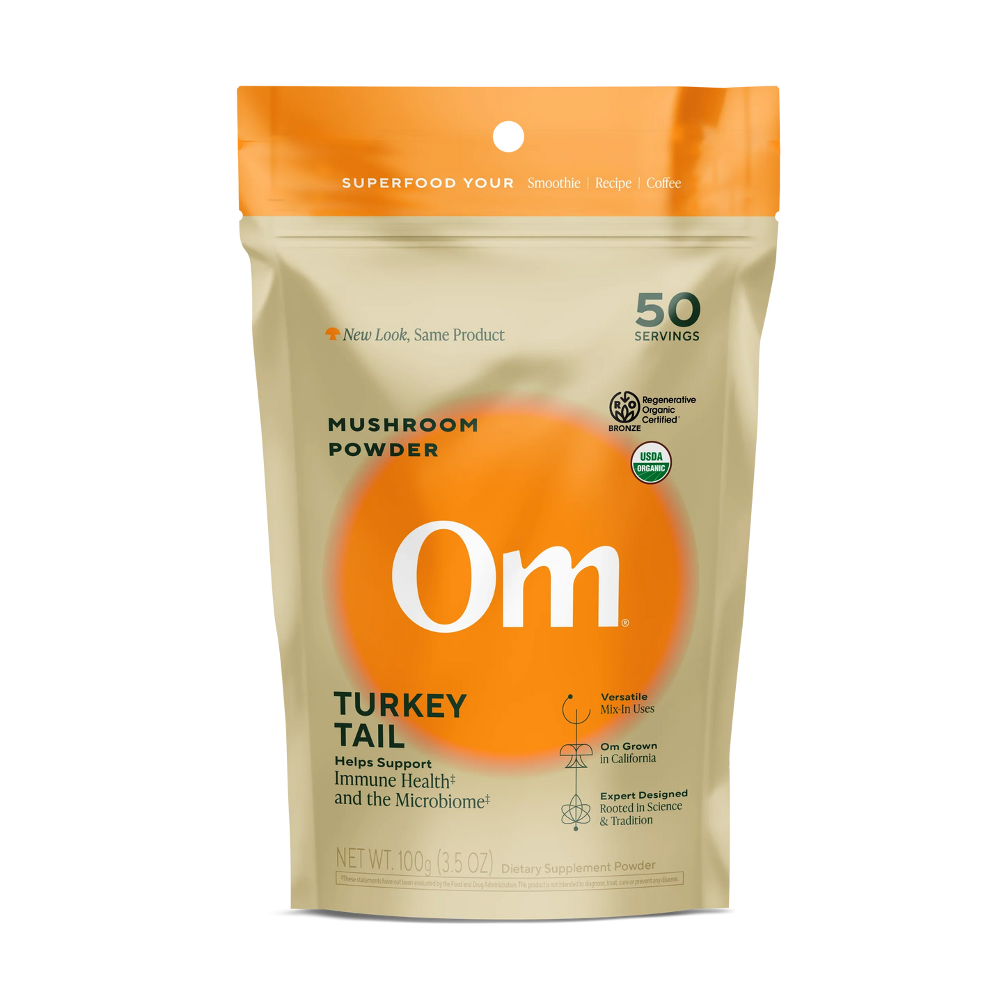 Om Organic Turkey Tail Mushroom Powder, 3.5 oz. (100g)