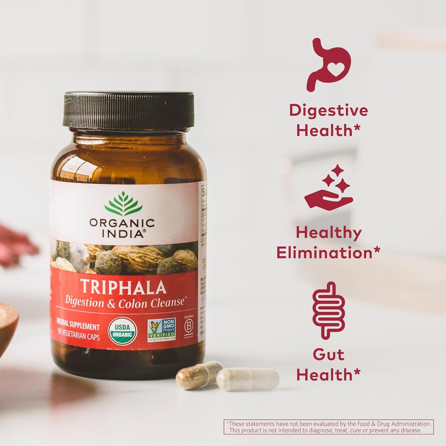 Organic India Triphala Digestion & Colon Cleanse Support, 180 Vegan Capsules