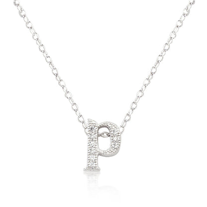 Avera Micro-Pave Initial P Pendant In Sterling Silver