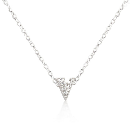 Avera Micro-Pave Initial V Pendant Necklace in Sterling Silver