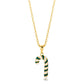 Avera Enamel Candy Cane Necklace In Gold Tone