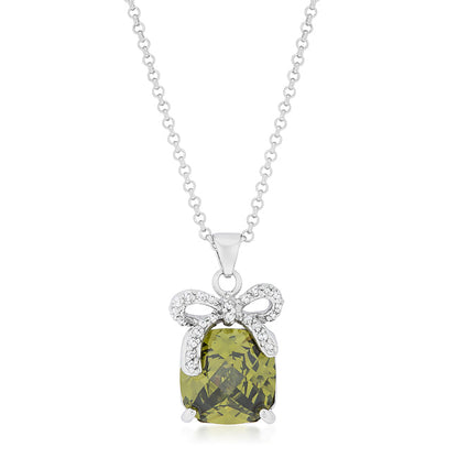 Avera Olivine Pendant with Bow Elegant Necklace