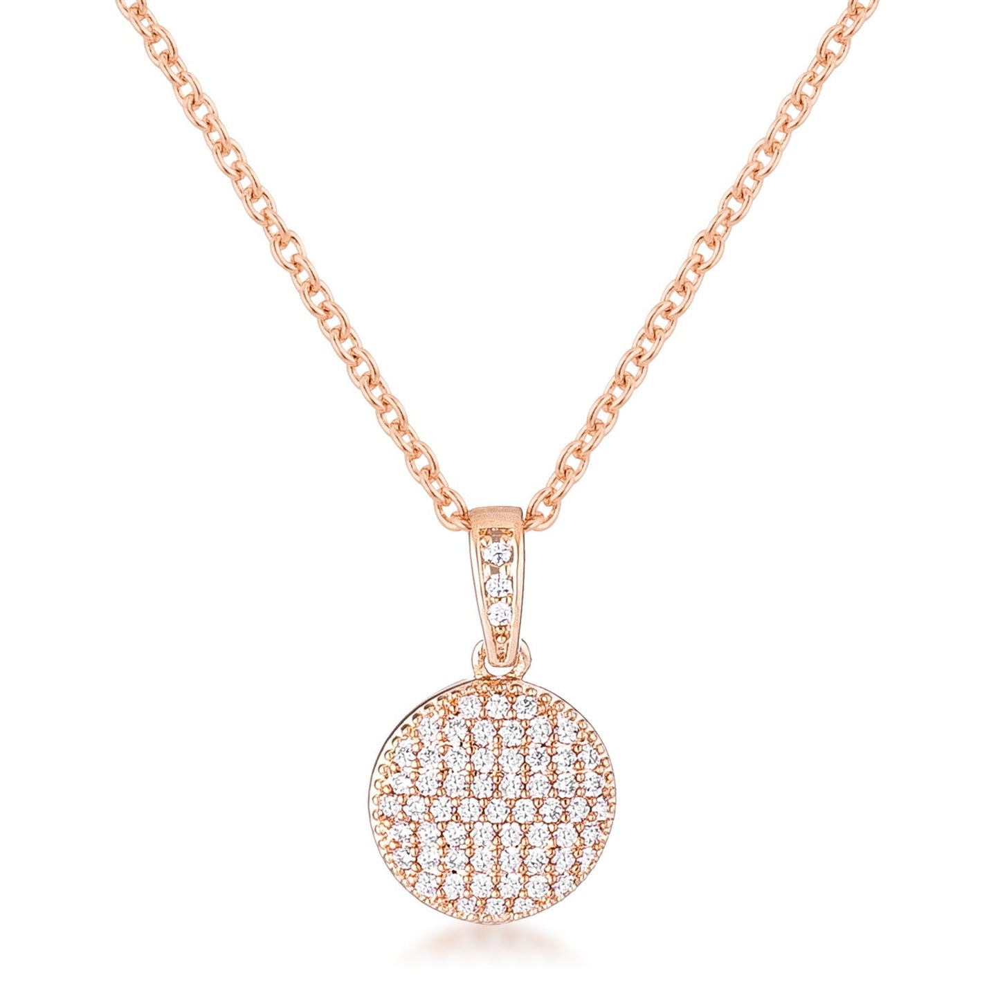 Necklace with CZ Disk Pendant
