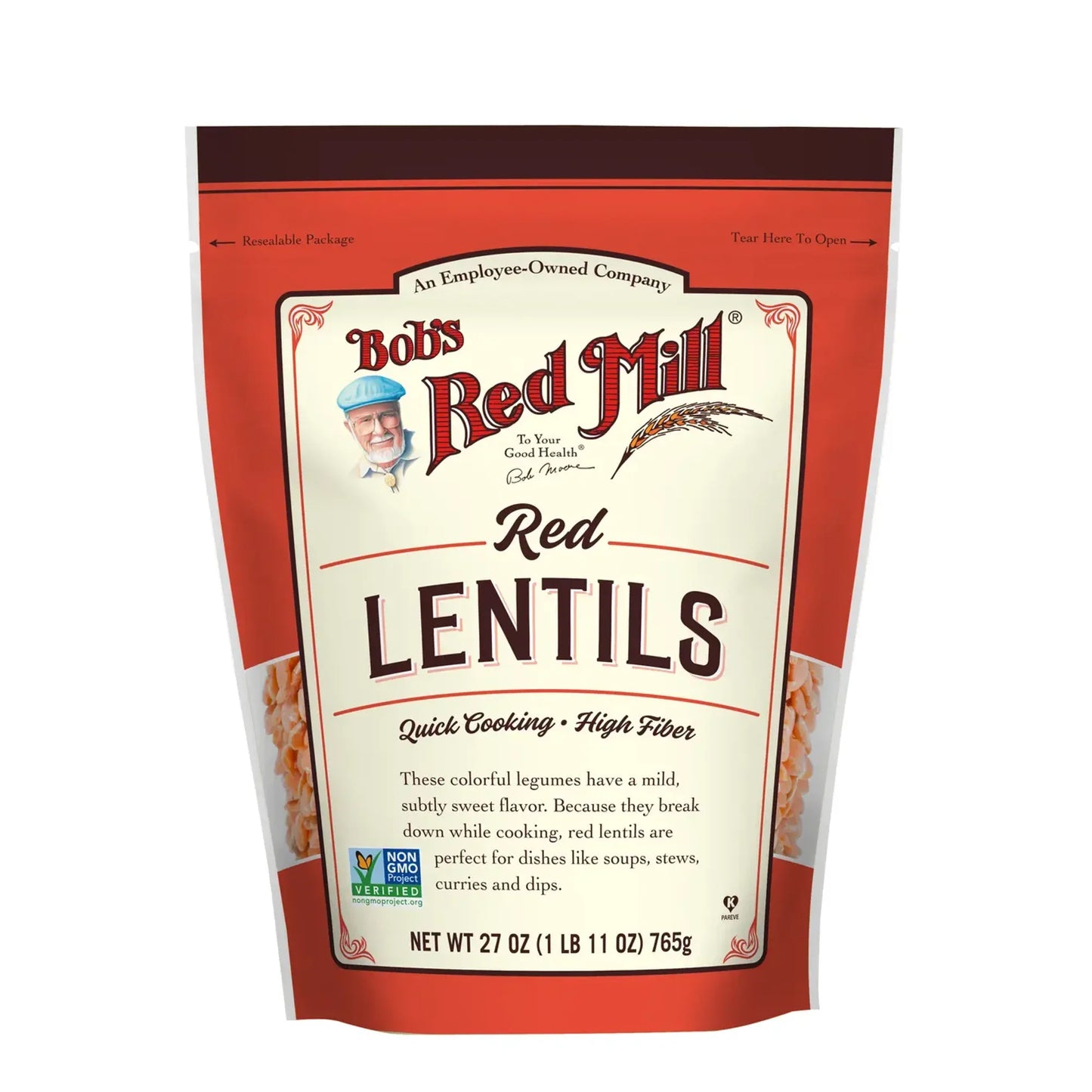 Bob's Red Mill, Organic Red Lentils, 27 oz (Pack of 4)