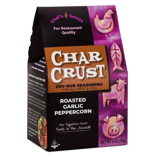 Char Crust Roasted Garlic Peppercorn Seasoning, Case of 6, 4 Oz Jars