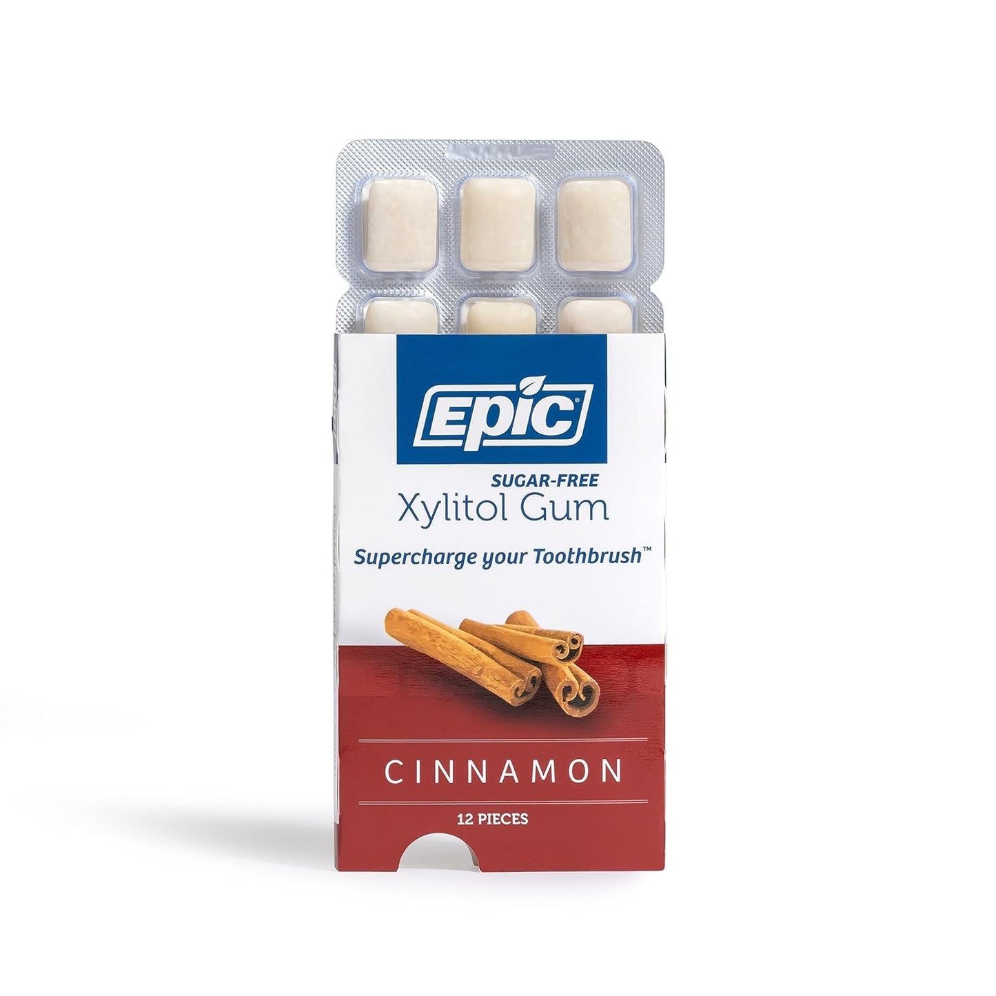 Epic Dental Xylitol Gum, Cinnamon Blast, Case of 12 — Sugar-Free, Gluten-Free & Non-GMO