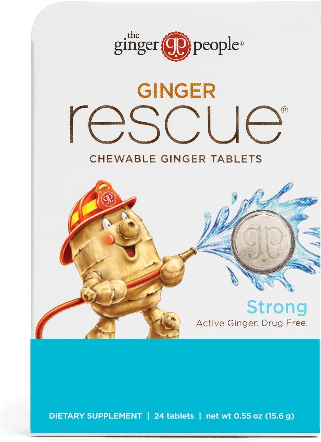 Ginger People Ginger Rescue Strong Chewable Tablets, 24 Count, 10-Pack