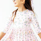 Pastel Petals 3/4 Sleeve Pocket Twirl Dress