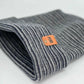 Patented H Stitch Contrast Cuffed Beanie, Gray and Denim Blue