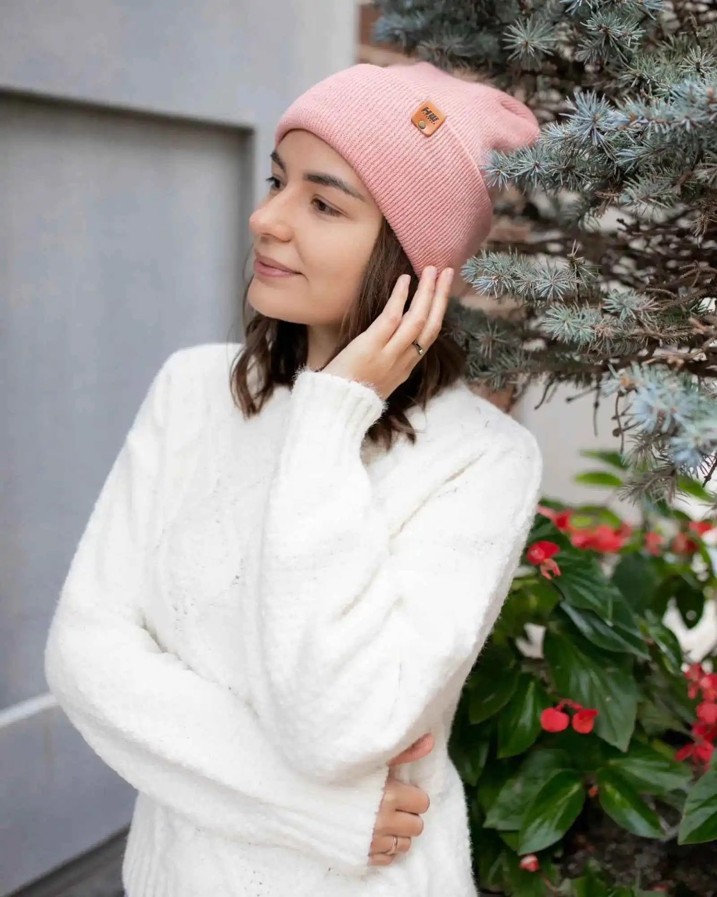 Patented H Stitch Cuffed Beanie, Pearl Pink
