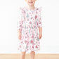 Pink Christmas 3/4 Sleeve Ruffle Twirl Dress