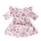 Pink Christmas 3/4 Sleeve Twirl Flutter Bodysuit