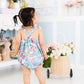 Preppy Floral Ruffle Cross Back Romper