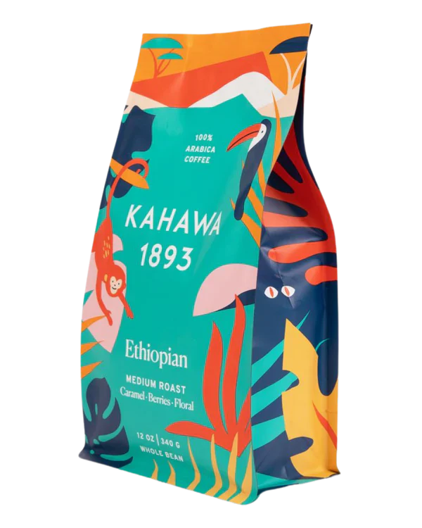 Kahawa 1893 Medium Roasted Ethiopian Coffee Whole Beans - 6-12 oz (Pack of 6)