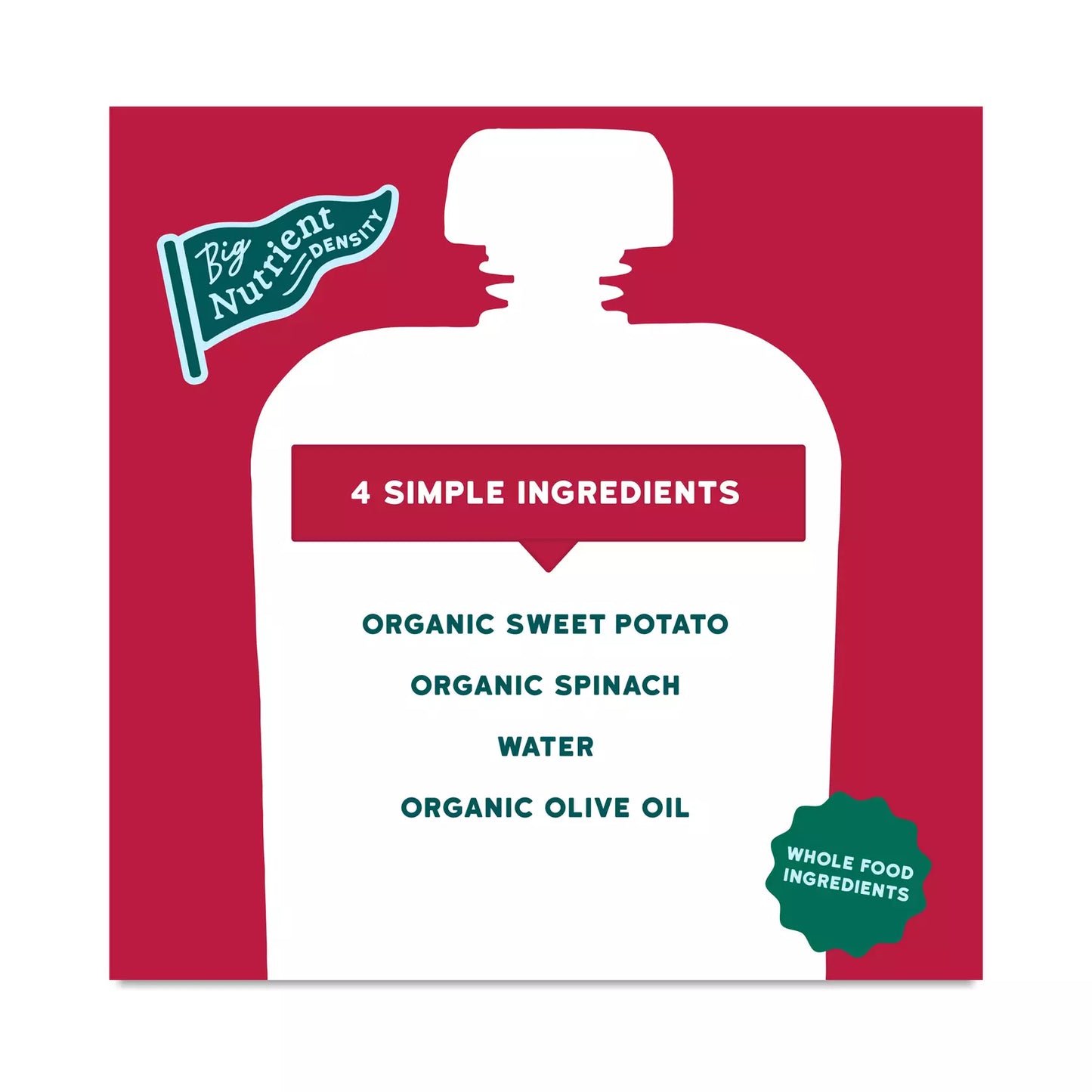 Serenity Kids Spinach & Sweet Potato Puree Pouch, 3.5 oz, Pack of 6
