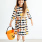 Pumpkins & Peonies 3/4 Sleeve Pocket Twirl Dress