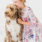 Puppy Party 3/4 Sleeve Pocket Twirl Dress