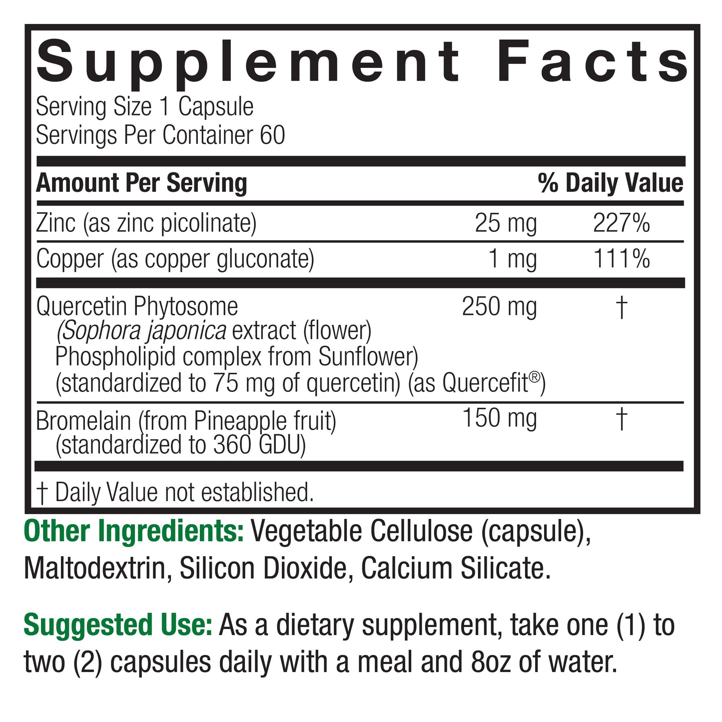 Nature's Answer Quercetin Blend 600mg Immune Support - 60 Ct