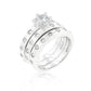 Avera Floral Bezel Set Engagement Ring Set in Silver Tone