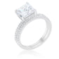 Avera Princess Solitaire Wedding Set Ring in Sterling Silver
