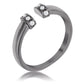 Avera Hematite Petite Cz Open Cuff Ring