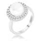 Avera Ethereal Pearl Double Halo Cocktail Ring in Silver