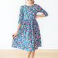 Rainforest Blooms 3/4 Sleeve Pocket Twirl Dress