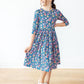 Rainforest Blooms 3/4 Sleeve Pocket Twirl Dress