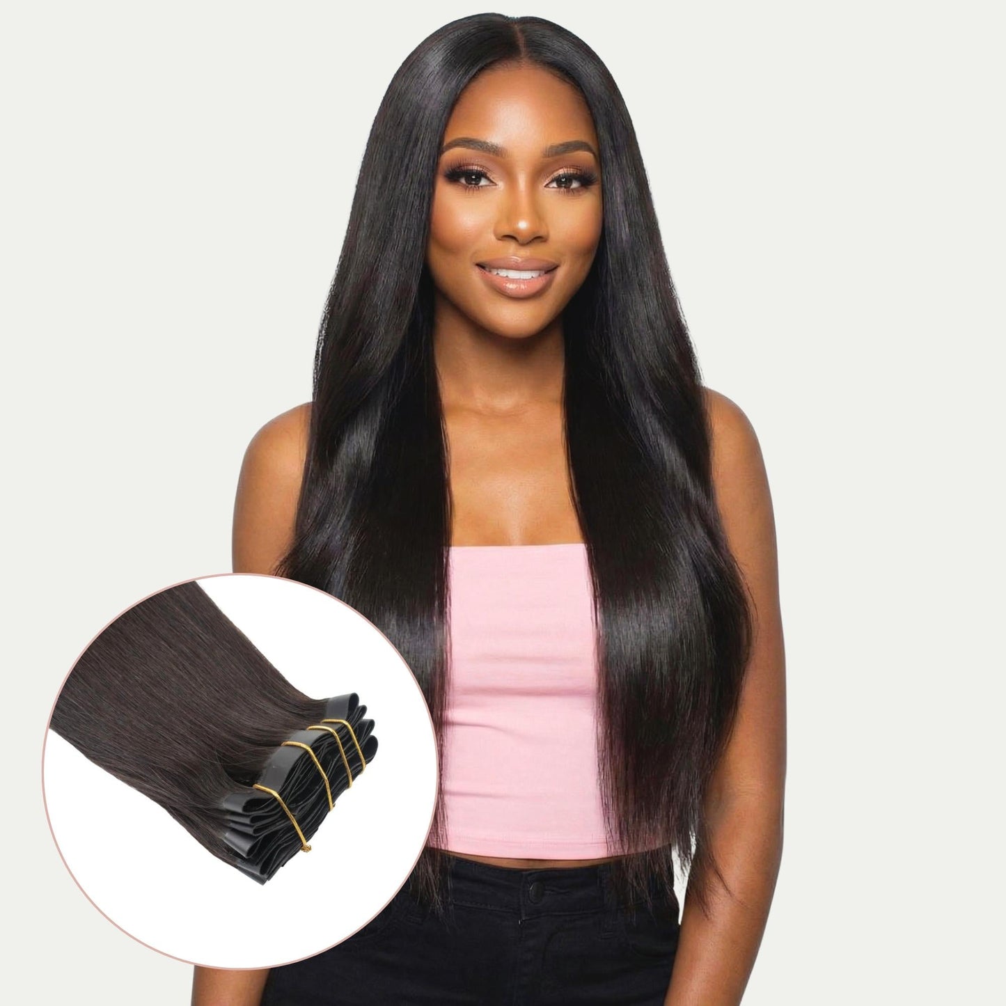 Raw Straight Seamless Clip-In 100% Human Hair Extensions