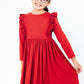 Red L/S Ruffle Twirl Dress