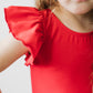 Red S/S Flutter Sleeve Leotard