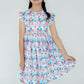 Red, White & Bows Flutter Sleeve Twirl Dress
