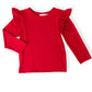 Red L/S Ruffle Tee