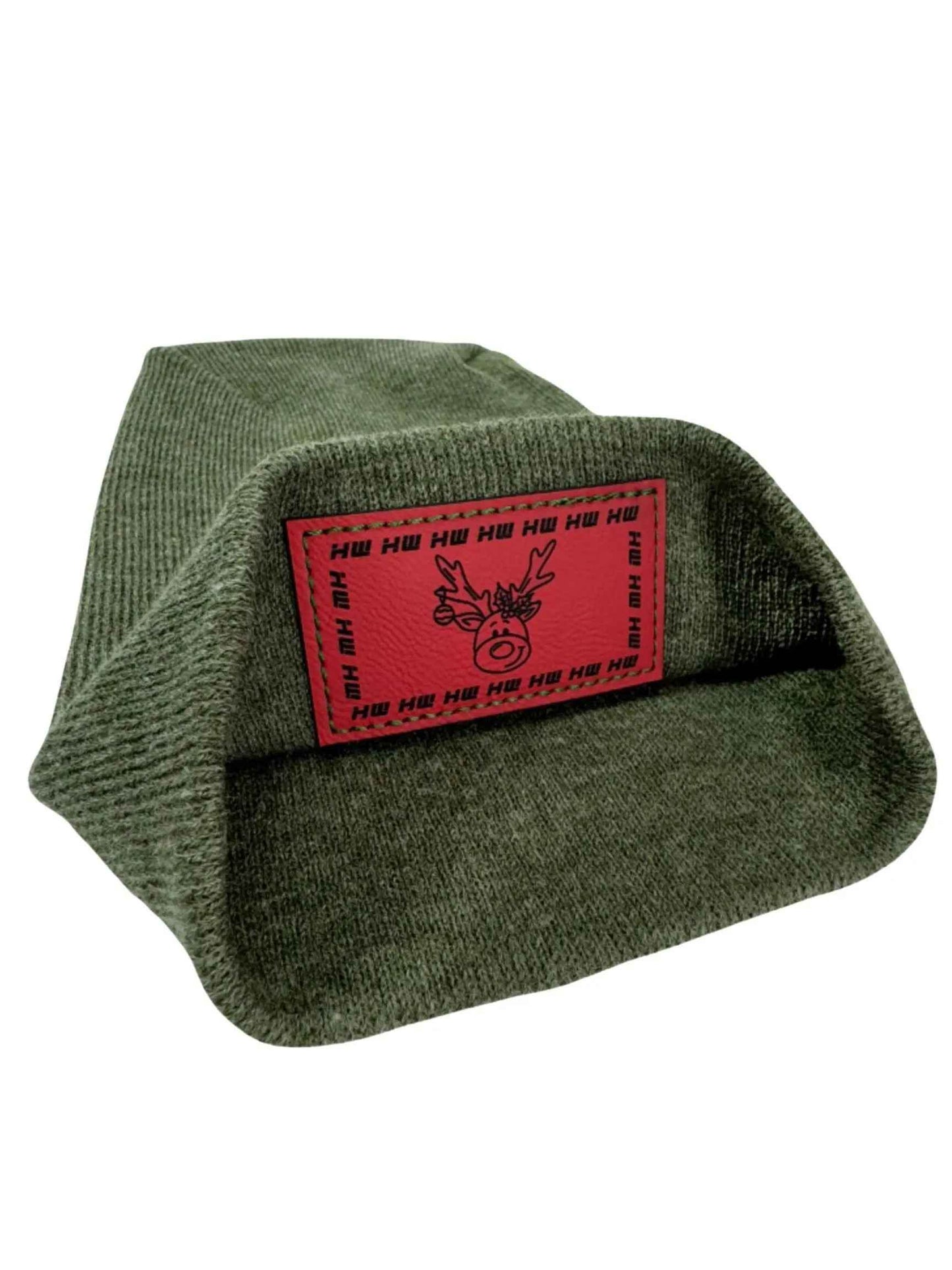 Haakwear H Stitch Beanie, Reindeer Christmas Green Beanie