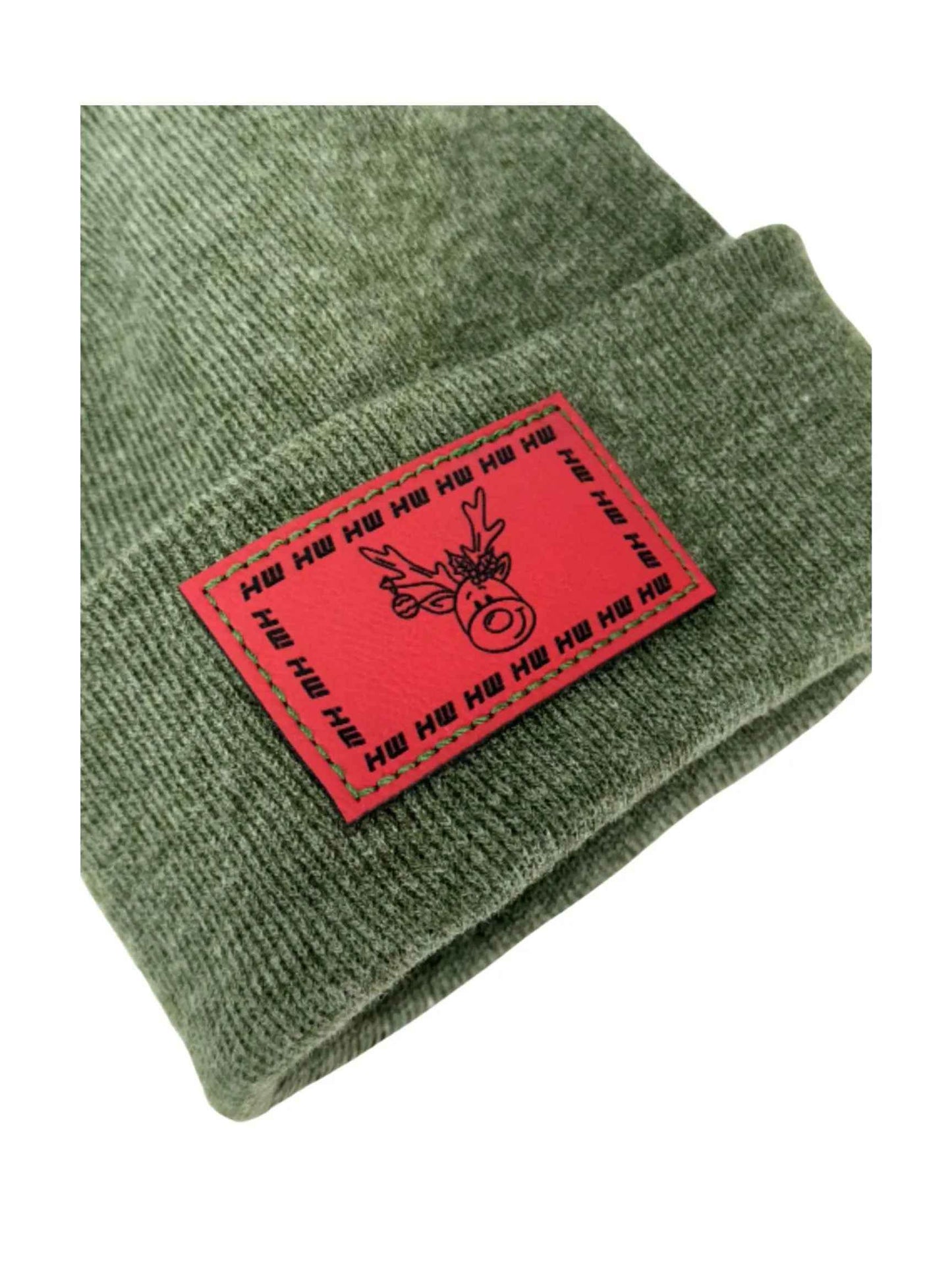 Haakwear H Stitch Beanie, Reindeer Christmas Green Beanie