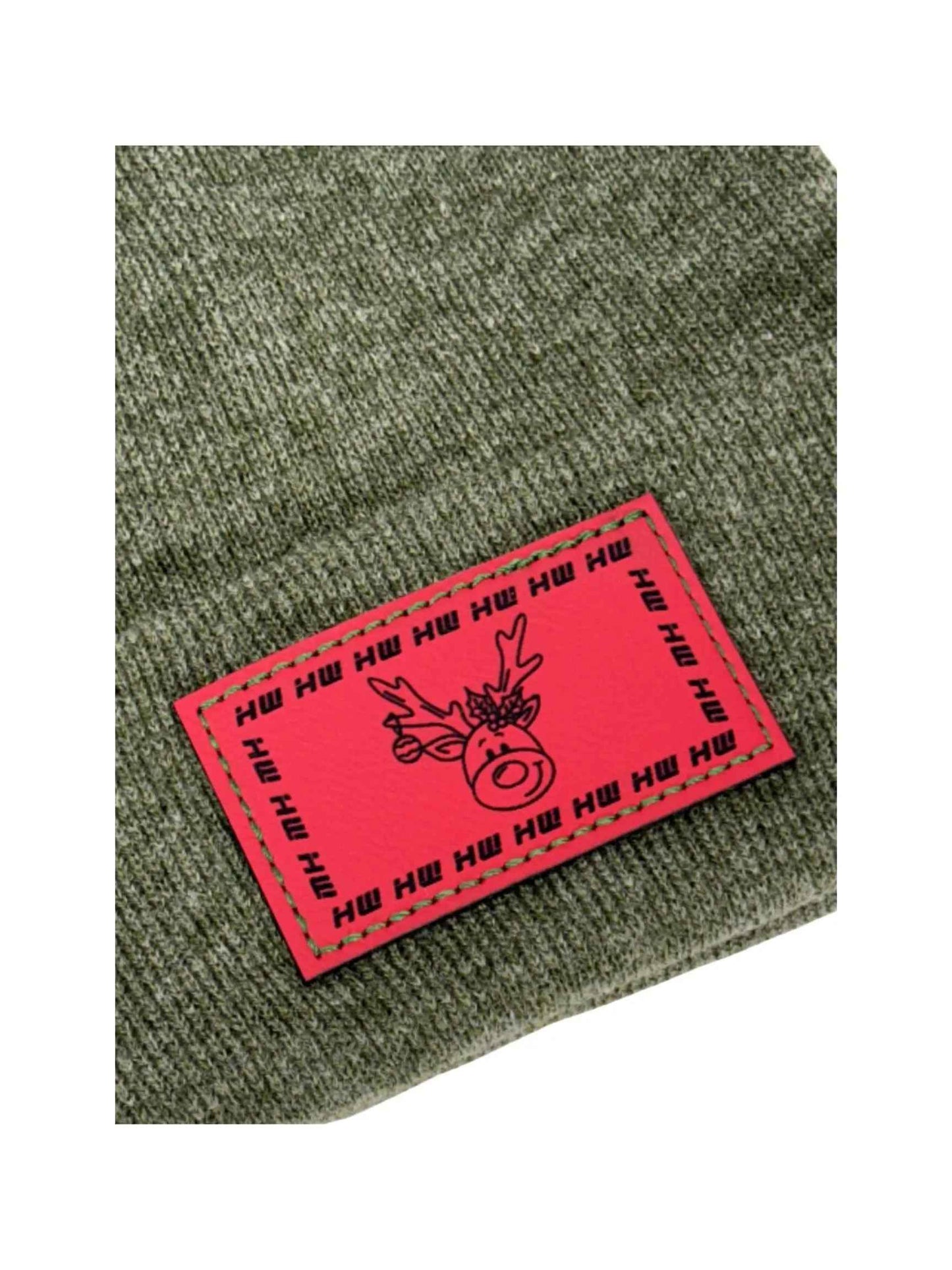 Haakwear H Stitch Beanie, Reindeer Christmas Green Beanie