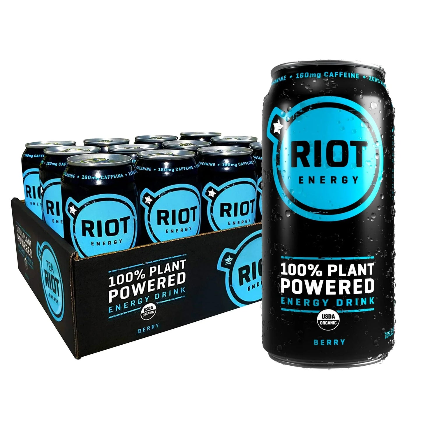 Riot Energy Berry – Energy Drink (12-Pack, 16oz Organic Cans)