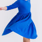 Royal Blue 3/4 Sleeve Pocket Twirl Dress