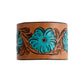 Bold Blossom Leather Cuff Bracelet